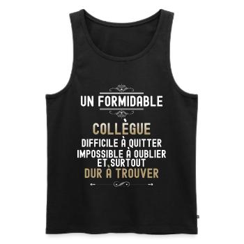 Collegue formidable Idée cadeau déaprt retraite - Débardeur bio Premium Homme - noir - Devant - AI Model Male 178 light (178cm)
