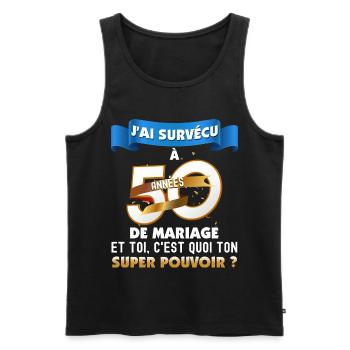 50 ans Idée cadeau anniversaire de mariage - Débardeur bio Premium Homme - noir - Devant - Michal (187cm)