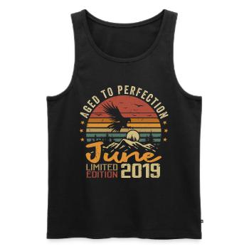 Vintage June 2019 June 2019 born in June 2019 Retro - Men's Premium Organic Tank Top - black - Front - Michal (187cm)