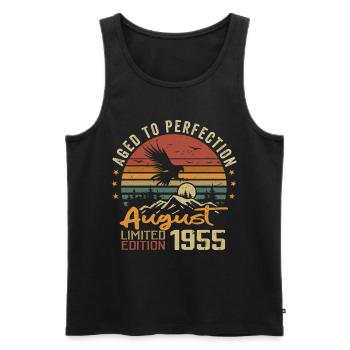 Jahrgang August 1955 Geburtstagsgeschenk August 1955 - Männer Premium Bio Tank Top - Schwarz - Vorne - Michal (187cm)