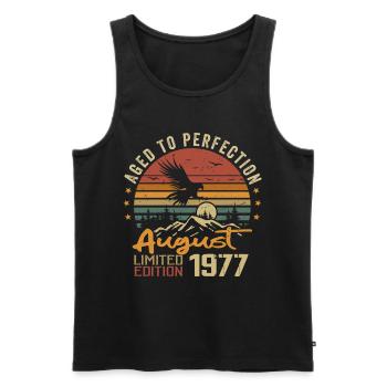 Jahrgang August 1977 Geburtstagsgeschenk August 1977 - Männer Premium Bio Tank Top - Schwarz - Vorne - Michal (187cm)