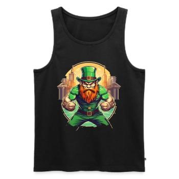 St. Patrick's Day Kleeblatt Kobold - Männer Premium Bio Tank Top - Schwarz - Vorne - Michal (187cm)
