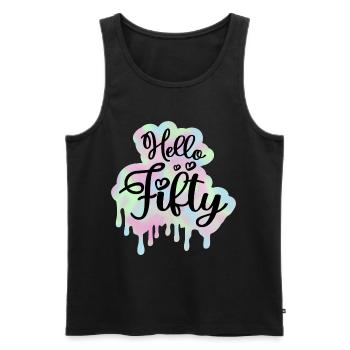Célébrer 50ème Anniversaire Femme 50 Ans Tie Dye - Débardeur bio Premium Homme - noir - Devant - Michal (187cm)