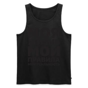 Mein Leben meine Regeln Russe Spruch auf Russisch - Männer Premium Bio Tank Top - Schwarz - Vorne - AI Model Male 178 light (178cm)