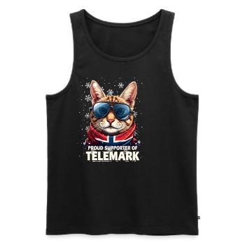 Norway Cat Telemark Ski Fun Support Skiing Katze - Men's Premium Organic Tank Top - black - Front - AI Model Male 178 light (178cm)