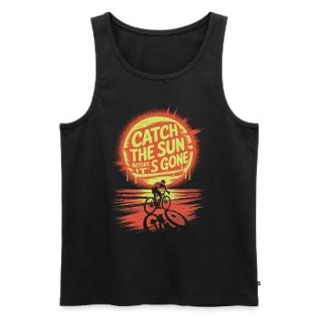 Road Cyclist in the Sunset – Urban Style - Men's Premium Organic Tank Top - black - Front - AI Model Male 178 light (178cm)
