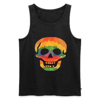 Farbiger Totenschädel - Männer Premium Bio Tank Top - Schwarz - Vorne - Michal (187cm)