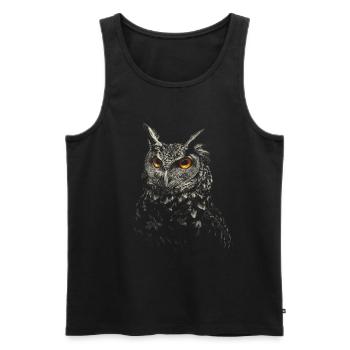 owl - Débardeur bio Premium Homme - noir - Devant - AI Model Male 178 light (178cm)