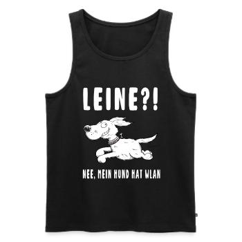 Leash - Nee my dog has Wi-Fi - Dogs - Gift - Men's Premium Organic Tank Top - black - Front - AI Model Male 178 light (178cm)