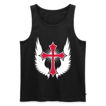 11 Gothic Kreuz Flügel - Männer Premium Bio Tank Top - Schwarz - Vorne - Michal (187cm)