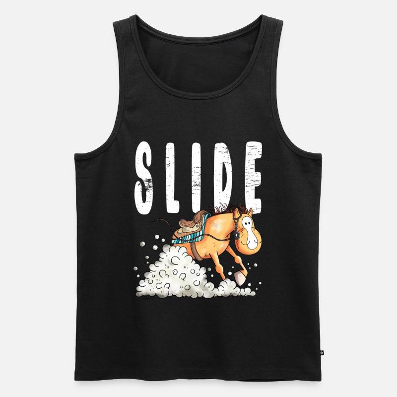 Westernpferd Slide - Männer Premium Bio Tank Top - Schwarz