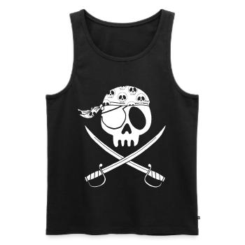 White pirate skull - Men's Premium Organic Tank Top - black - Front - AI Model Male 178 light (178cm)