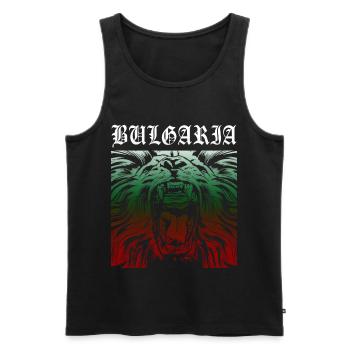 BG BULGARIA Lion Football Bulgarie Lion Armoiries - Débardeur bio Premium Homme - noir - Devant - AI Model Male 178 light (178cm)