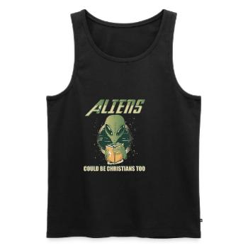 Christ Christianisme Humour Extraterrestre Jésus - Débardeur bio Premium Homme - noir - Devant - Michal (187cm)