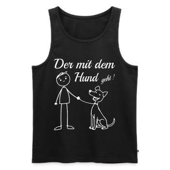 Qui va avec le chien ! - Débardeur bio Premium Homme - noir - Devant - Michal (187cm)