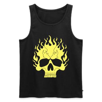 Yellow Flaming Skull - Men's Premium Organic Tank Top - black - Front - AI Model Male 178 light (178cm)