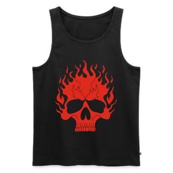 Red Flaming Skull - Men's Premium Organic Tank Top - black - Front - AI Model Male 178 light (178cm)