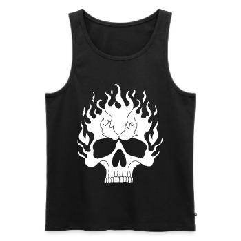 White Flaming Skull - Men's Premium Organic Tank Top - black - Front - AI Model Male 178 light (178cm)