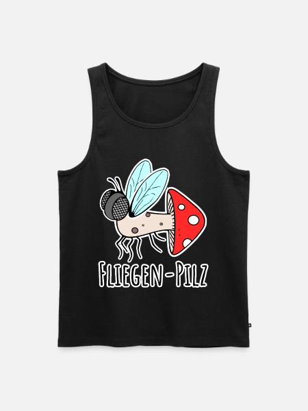 Fly agaric - half fly, half mushroom - Men's Premium Organic Tank Top - black