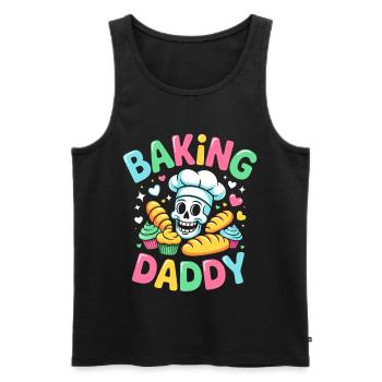 Baking Daddy Cooking Skull - Men's Premium Organic Tank Top - black - Front - Michal (187cm)