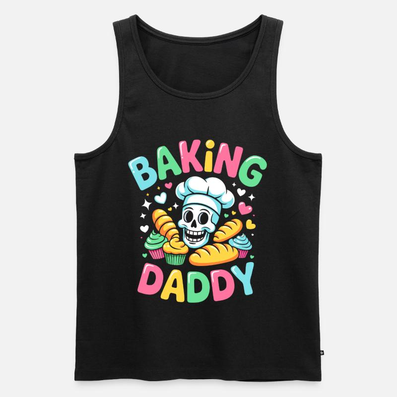 Backen Daddy Kochskull - Männer Premium Bio Tank Top - Schwarz