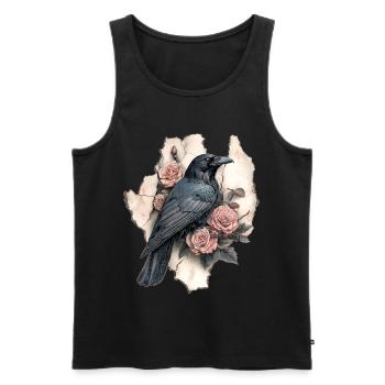 Raven Vintage Roses - Men's Premium Organic Tank Top - black - Front - Michal (187cm)