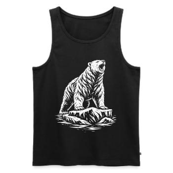 Tribal Polar Bear – Wild Polar Bear Motif - Men's Premium Organic Tank Top - black - Front - AI Model Male 178 light (178cm)