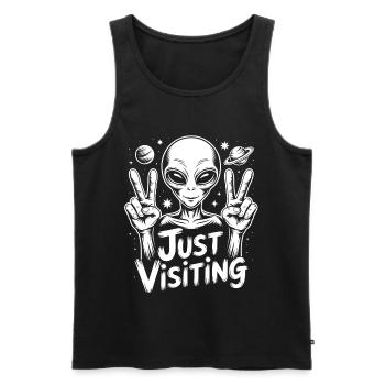 Alien Peace Visitor - Men's Premium Organic Tank Top - black - Front - AI Model Male 178 light (178cm)