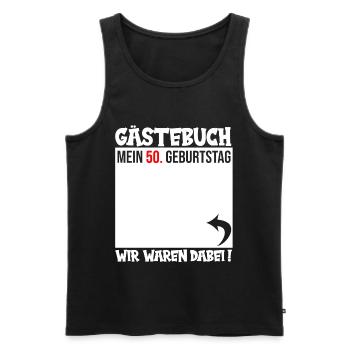 Guestbook 50th Birthday – We are waiting - Men's Premium Organic Tank Top - black - Front - Michal (187cm)