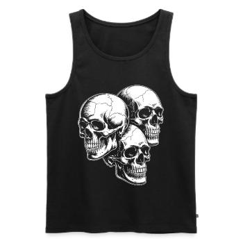 Skull Trio - Männer Premium Bio Tank Top - Schwarz - Vorne - AI Model Male 178 light (178cm)