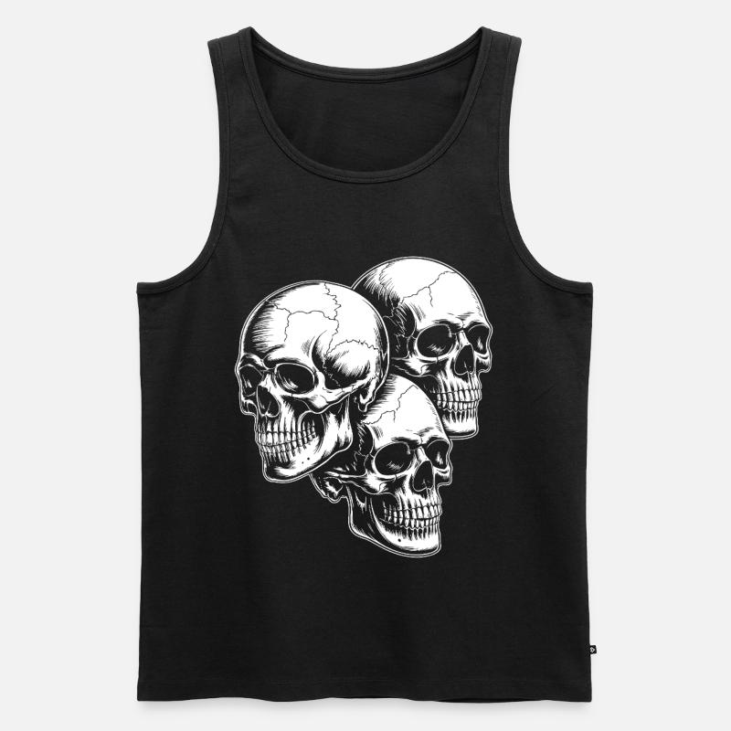 Skull Trio - Männer Premium Bio Tank Top - Schwarz