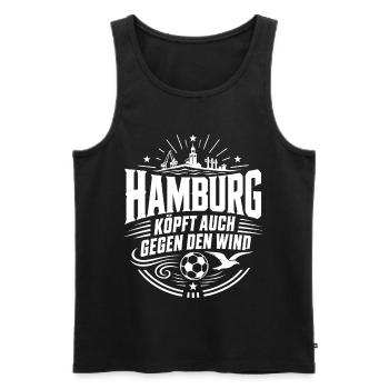 Hamburg köpft auch gegen den Wind - Männer Premium Bio Tank Top - Schwarz - Vorne - Michal (187cm)