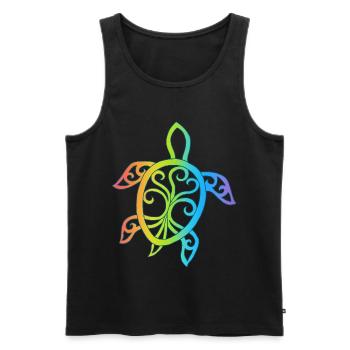 Mehrfarbige Mandala-Schildkröte - Männer Premium Bio Tank Top - Schwarz - Vorne - Michal (187cm)