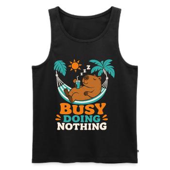 Busy Doing Nothing Capybara - Männer Premium Bio Tank Top - Schwarz - Vorne - Michal (187cm)