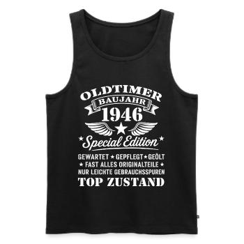 Geschenk zum 80. Geburtstag Oldtimer 1946 - Männer Premium Bio Tank Top - Schwarz - Vorne - Michal (187cm)