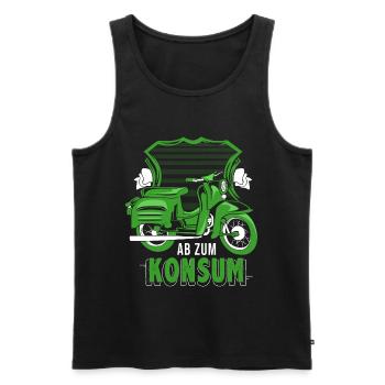 Schwalbe Simson Suhl Moped - Ab zum Konsum - Männer Premium Bio Tank Top - Schwarz - Vorne - AI Model Male 178 light (178cm)