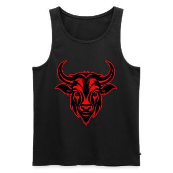 Bull Horns Head Silhouette - Men's Premium Organic Tank Top - black - Front - Michal (187cm)