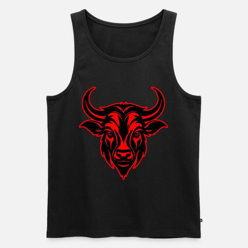 Bulle Hörner Kopf Silhouette - Männer Premium Bio Tank Top - undefined