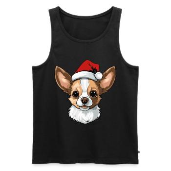Portrait de Noël tête de chien chihuahua - Débardeur bio Premium Homme - noir - Devant - Michal (187cm)