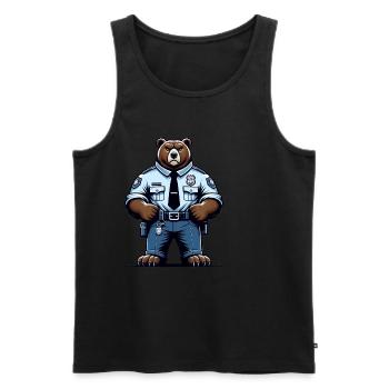 Officier de police ours mignon - Débardeur bio Premium Homme - noir - Devant - AI Model Male 178 light (178cm)