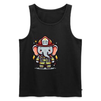 Pompier éléphant mignon - Débardeur bio Premium Homme - noir - Devant - AI Model Male 178 light (178cm)