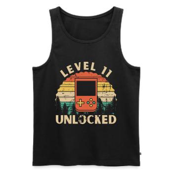 Level 11 Unlocked - Débardeur bio Premium Homme - noir - Devant - AI Model Male 178 light (178cm)