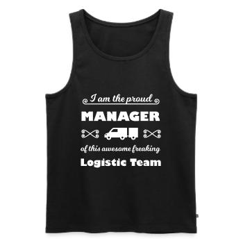 For the Logistics Manager - Men's Premium Organic Tank Top - black - Front - AI Model Male 178 light (178cm)