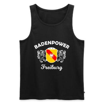 The power from Freiburg - Men's Premium Organic Tank Top - black - Front - AI Model Male 178 light (178cm)
