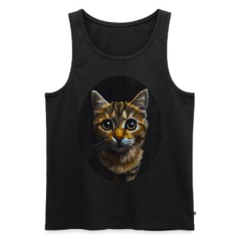 chaton chat mignon mignon - Débardeur bio Premium Homme - noir - Devant - Michal (187cm)