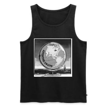 Adventure Awaits! - Men's Premium Organic Tank Top - black - Front - AI Model Male 178 light (178cm)
