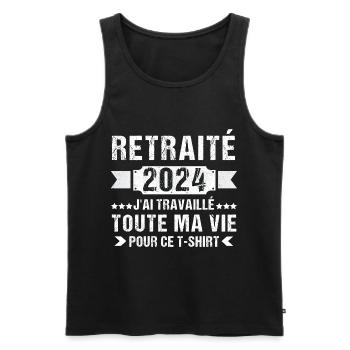 Retraité 2024 humour retraite cadeau pour retraité - Débardeur bio Premium Homme - noir - Devant - Michal (187cm)
