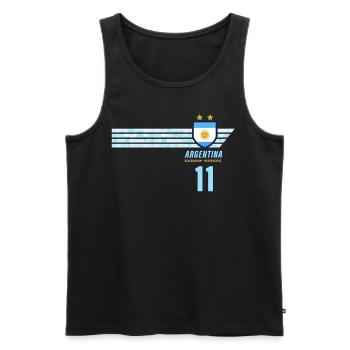 Argentinien Albiceleste Fußball Fan Trikot - Männer Premium Bio Tank Top - Schwarz - Vorne - Michal (187cm)