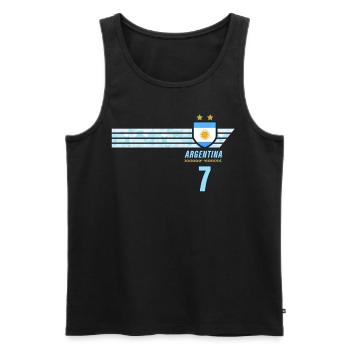 Argentinien Albiceleste Fußball Fan Trikot - Männer Premium Bio Tank Top - Schwarz - Vorne - Michal (187cm)