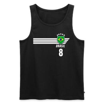Brésil Maillot de fan de football brésilien Seleção - Débardeur bio Premium Homme - noir - Devant - AI Model Male 178 light (178cm)